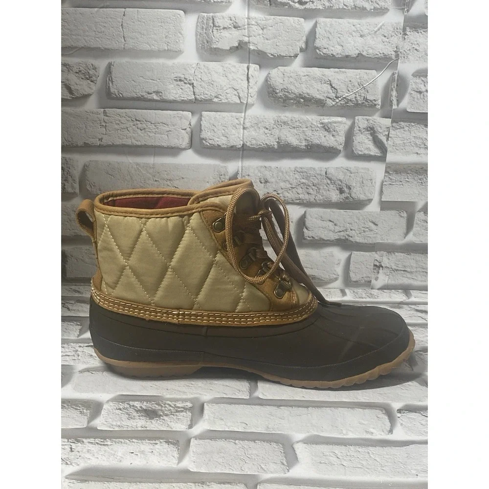 J. Crew Heritage Duck Boots in Quilted Nylon Khaki Loden Multi Lace‎ Up Shoes 10